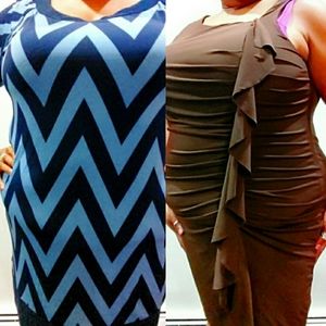 🍫💲🖐🏾/CATO 241 Dresses: 22/24W two tone Blue zigzag  24W Brown sleeveless